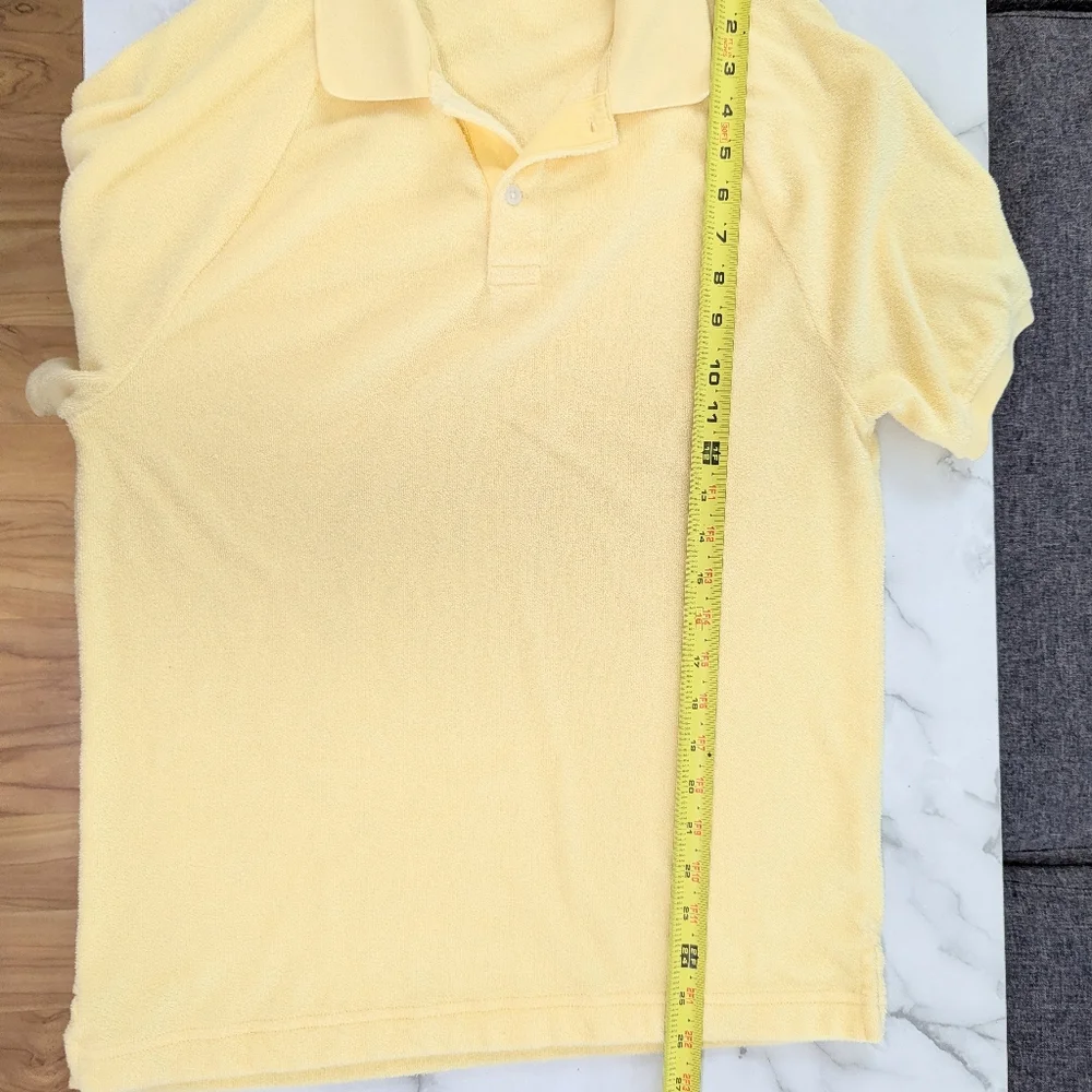 J. Crew Terry Cloth Polo Shirt Short Sleeve Collared French Terry Yellow Small S